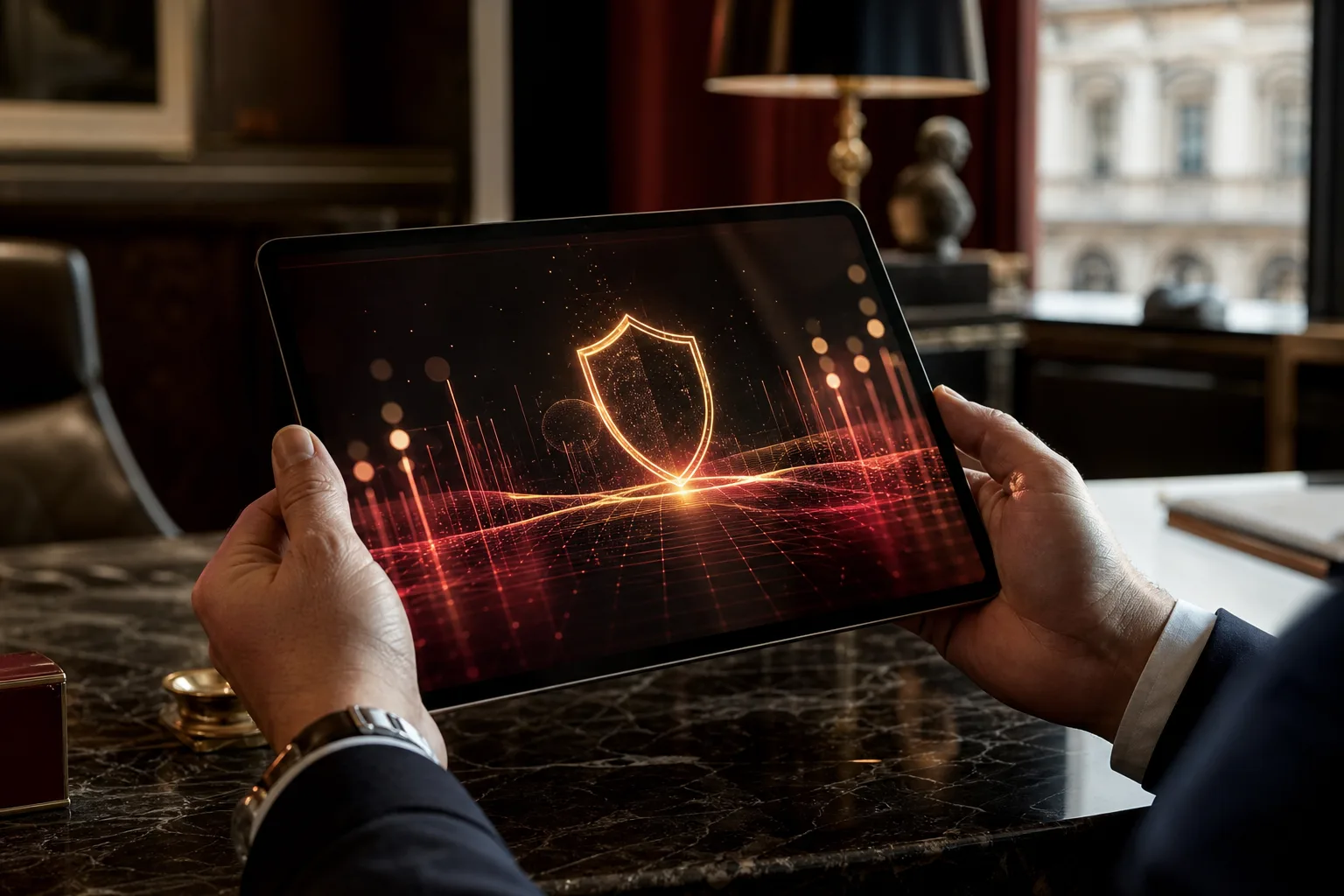 Tablet con cruscotto digitale della piattaforma HumanX Insurtech