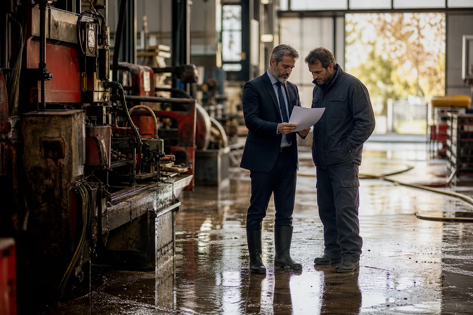 Imprenditore e consulente valutano i danni indiretti in uno stabilimento produttivo